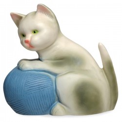 LAMP CAT WITH BLUE WOOL