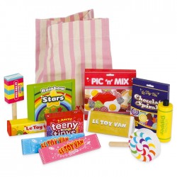 Bonbons, friandises & pochette en tissu