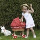 PRAM WICKER WITH RED & WHITE DOTS