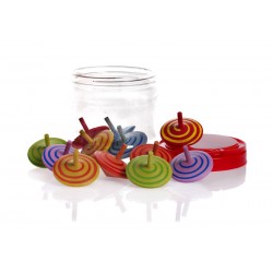 12 Wooden Tops Assorted