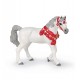 CHEVAL ARABE BLANC EN TENUE DE PARADE