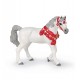 White Arabian horse in parade dress