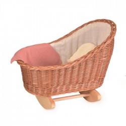 Wicker Craddle with Knitted Blanket