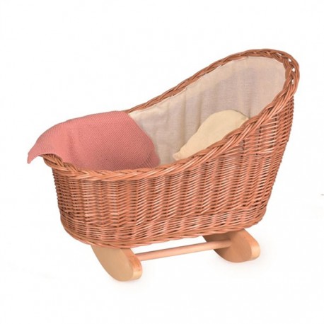 Berceau En Osier Avec Couverture Tricot