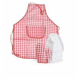 APRON GLOVE & HAT RED VICHY