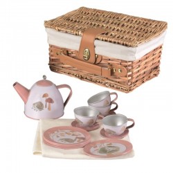 Set De The En Metal Herisson Dans Valise En Osier