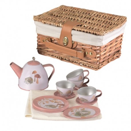 Set De The En Metal Herisson Dans Valise En Osier