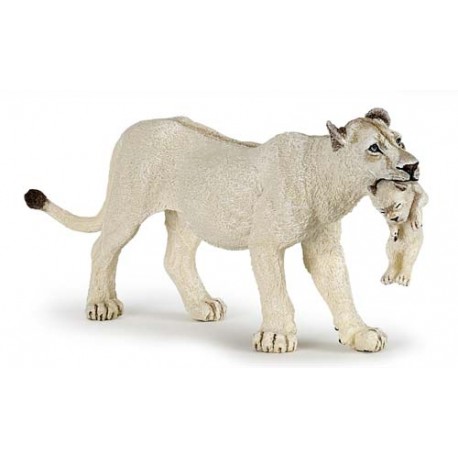 WHITE LIONESS WITH CUB