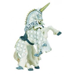 CHEVAL DE MAÎTRE DES ARMES CIMIER LICORNE ARGENTÉE