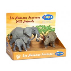 Display box Wild Animals 3 (3 fig.) (Elephant, baby el